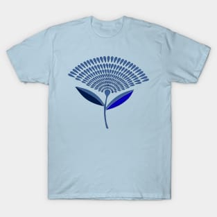 Mid Century Modern Dandelion Seed Head In Princess Blue T-Shirt